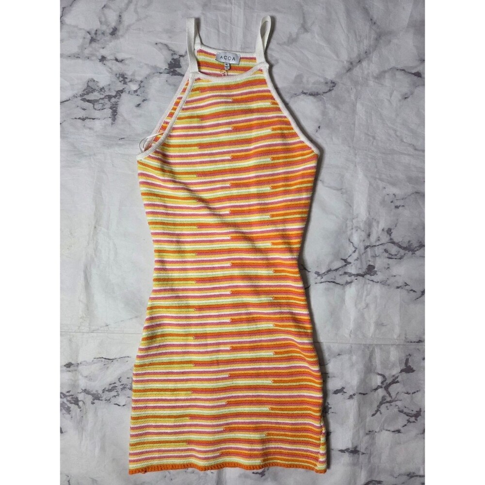 ACOA Pink/Orange Striped Knit Dress